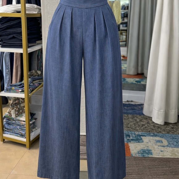 Vilagallo Wide-Leg Blue Denim Pants
